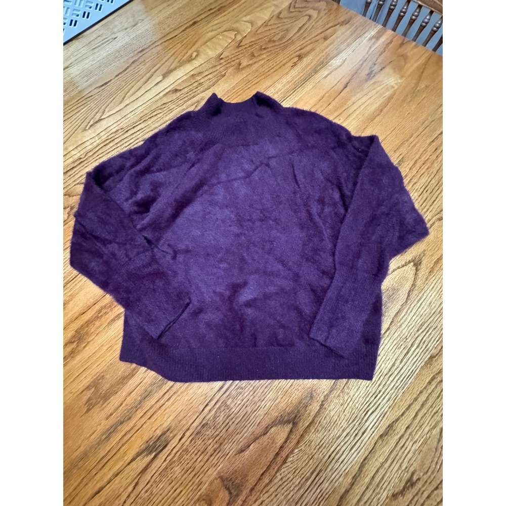 Marled Reunited Clothing Purple Fuzzy Mock Neck Sweater Medium